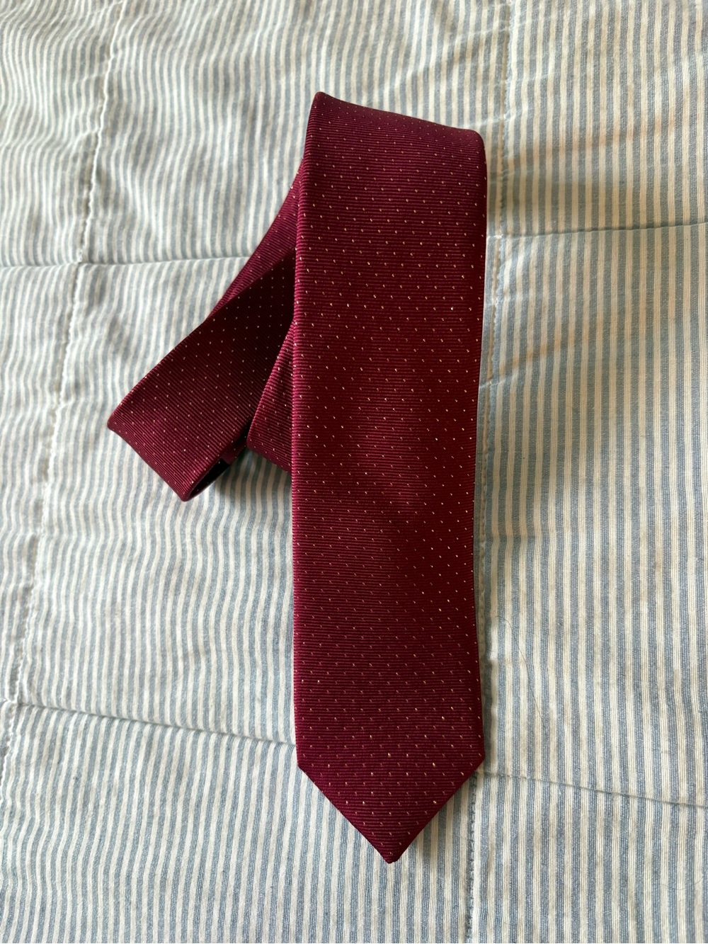 The Tie Bar Burgundy Slim Tie with Microdot Texture